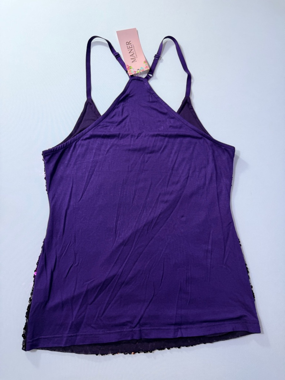 Purple And Black Sequin Front Tank Top - Racerback NWT Size Medium - Picture 7 of 7